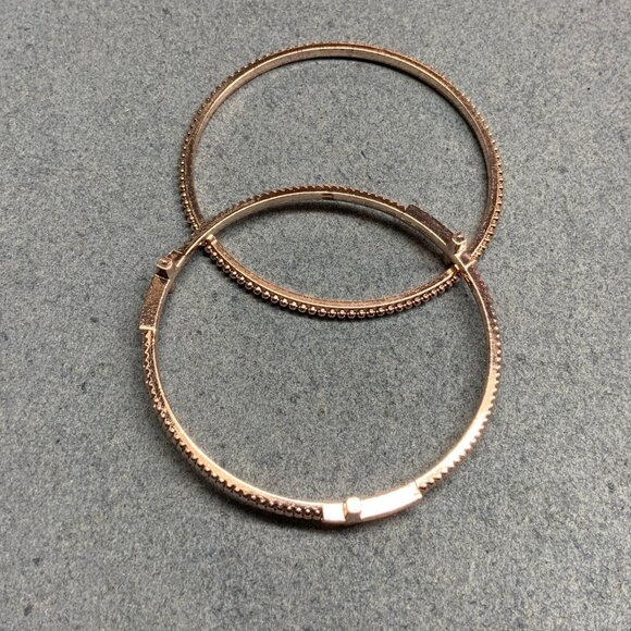 Cross Textured Bangle Bracelet Lot Of 2 3 In Rose Gold Religious Dotted BoHo - Picture 2 of 3